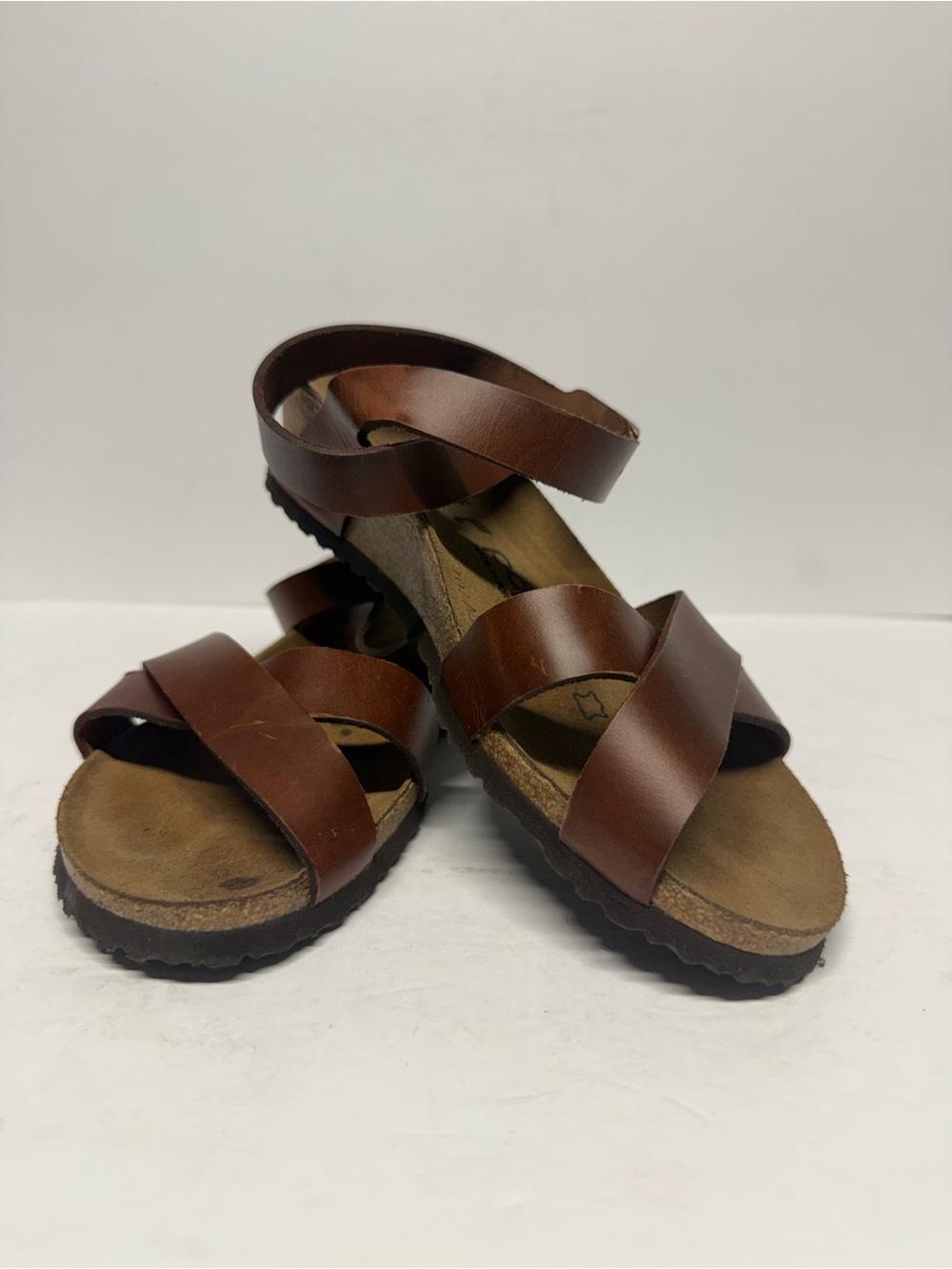 Birkenstock Papillio Lola Sandals Womens 36 Brown Leather Wedge Comfort Cork